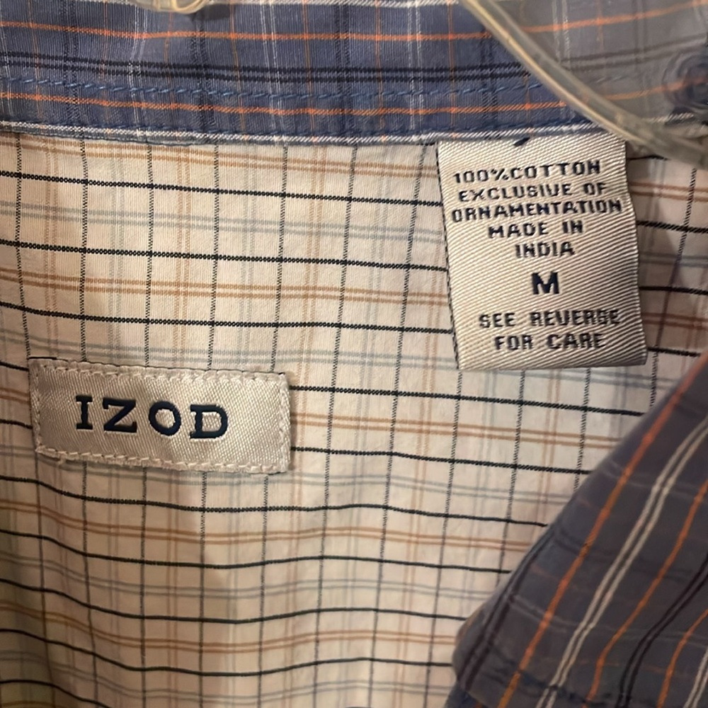 Izod Men’s short sleeve be blue button down shirt - size Medium - Picture 4 of 5
